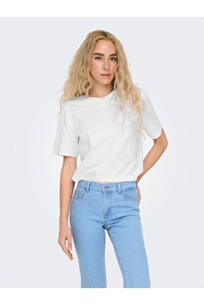 ONLY ONLMONJA S/S TEE JRS NOOS Λευκό γυναικείο κοντομάνικο μπλουζάκι