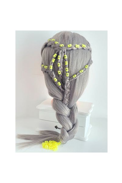 ZLBoutique Set of 50 Yellow Glow-in-the-dark Hair Rings Applicator, 1 Cm X 0.6 Cm, Hair Accessories, Hair Earring