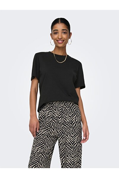 ONLY Μαύρο γυναικείο κοντομάνικο μπλουζάκι ONLMONJA S/S TEE JRS NOOS