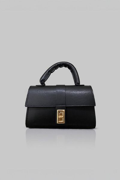FHD BAGS Geantă de damă model cutie cu capac de blocare aurie