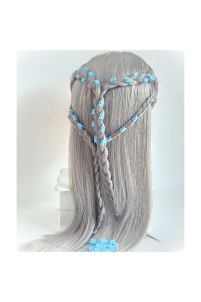 ZLBoutique Set 50 Inele Păr Albastre Fosforescente Aplicator, 1cm X 0.6cm, Accesorii Păr, Împletituri Păr