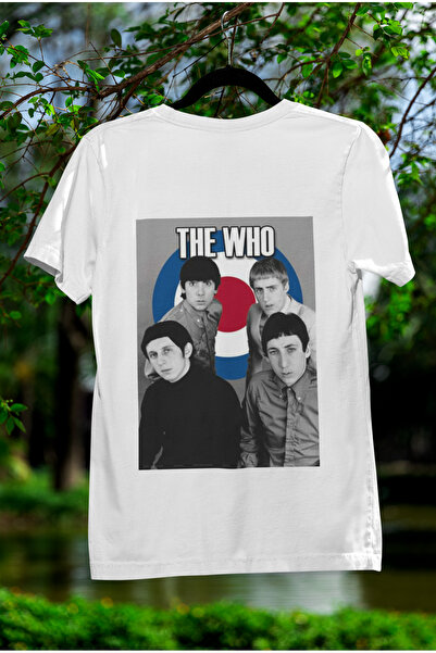 MAGORS تي شيرت THE WHO SIRT مطبوع برقبة دائرية من القطن ذو قصة كبيرة وأكمام ق...