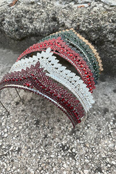 Hobigram Daniela Burgundy Bridal Henna Crown Special Occasion Accessory Women's Crown and Drop Shuttle Earring Set