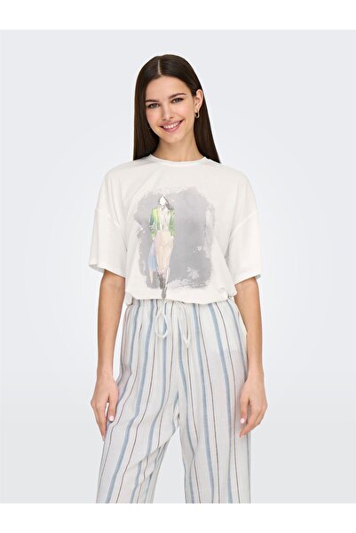 ONLY Onlmelina S/S Ladies Top Box Jrs Women's Cloud Dancer T-Shirt - 15342876