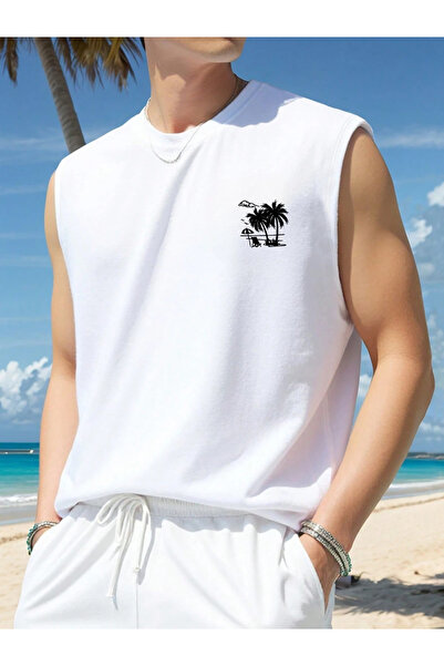 bellanova "Sleeveless T-Shirt for Men - Coconut Tree Printed"