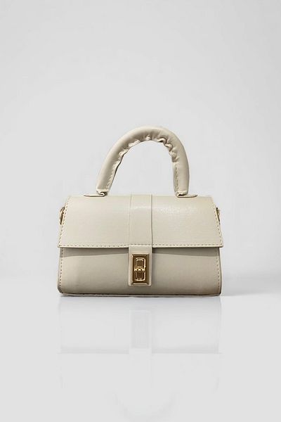 FHD BAGS Geantă de damă model cutie cu capac de blocare aurie