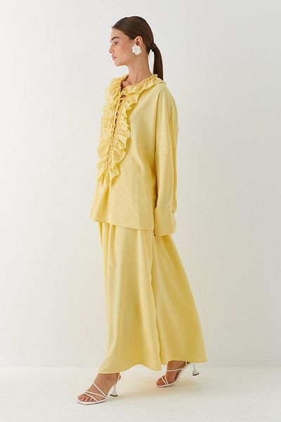 MARKALİSTE Ruffled Lace Skirt Suit Yellow