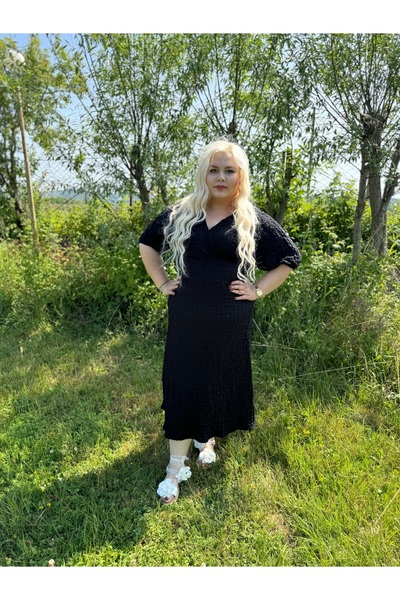 MODA Kruvaze gofre elbise