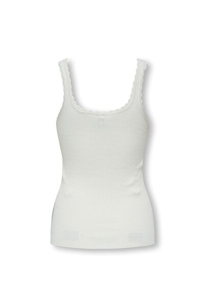 ONLY Pulover alb pentru femei ONLGEMMA SL U-NECK KNT NOOS - 15314659