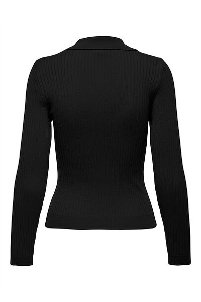 ONLY Onlnima Life Ls Polo Pullover Cc Knt Women's Black Sweater - 15344231