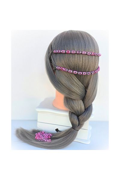 ZLBoutique Set 50 Inele Păr Roz Aplicator, 1cm X 0.6cm,accesorii Păr, Decorații Pentru Păr, Cercel De Păr