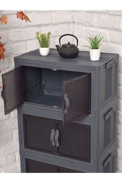 Mutfak Köşesi 4-Tier Portable Multi-Purpose Organizer with Lid - Stackable Kitchen and Pantry Cabinet