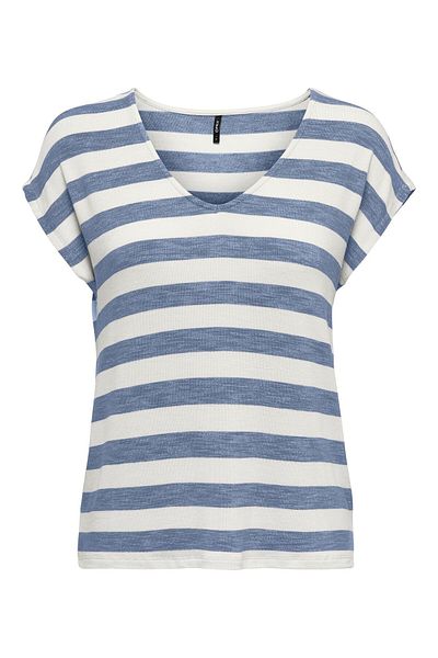ONLY ONLLIRA LIFE S/S V-NECK TOP JRS NOOS Γυναικεία μπλούζα μπλε - 15252103