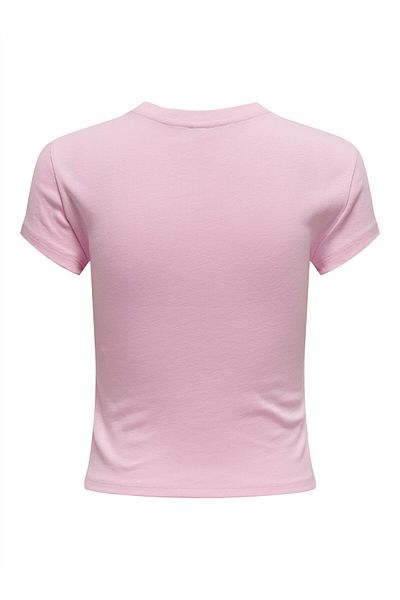 ONLY ONLELINA S/S O-NECK SHORT TOP JRS NOOS Γυναικεία ροζ μπλούζα - 15320229