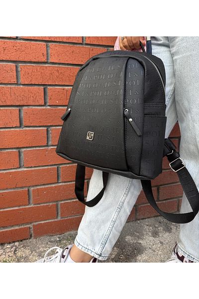 Just Polo Women's Black Printed Large Size Backpack