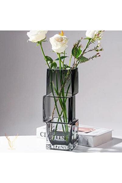 Ada Crafts CUBOS GRİ CAM VAZO