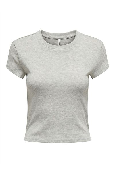 ONLY ONLELINA S/S O-NECK SHORT TOP JRS NOOS Γυναικεία γκρι μπλούζα - 15320229
