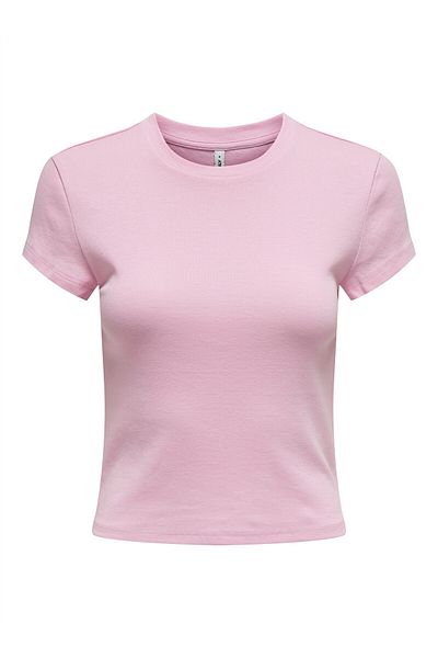 ONLY ONLELINA S/S O-NECK SHORT TOP JRS NOOS Γυναικεία ροζ μπλούζα - 15320229