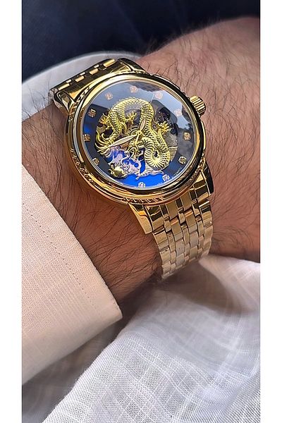 COMMES Brand Automatic Wristwatch Dragon Detailed