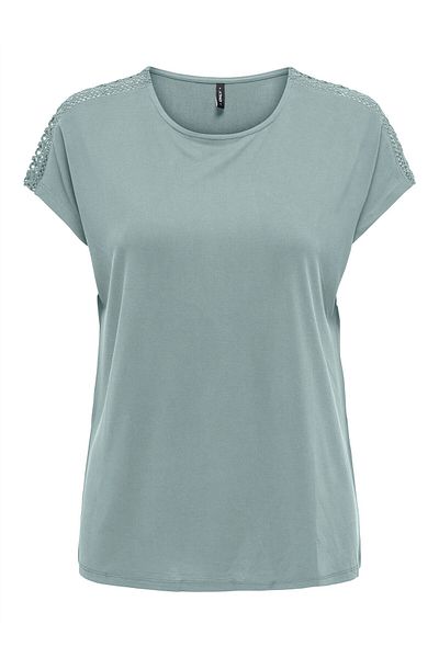ONLY ONLFREE LIFE CAPSLEEVE LACE TOP JRS Γυναικεία πράσινη μπλούζα - 15343488
