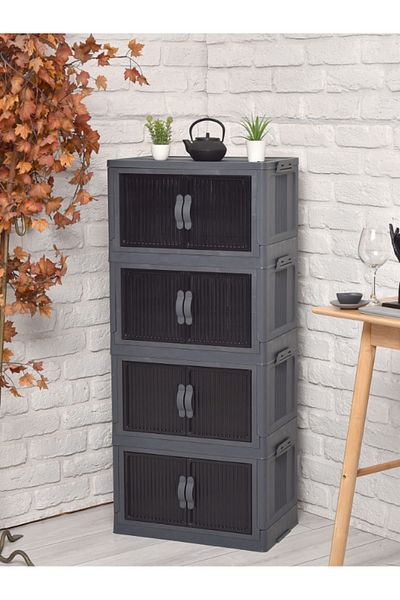 Mutfak Köşesi 4-Tier Portable Multi-Purpose Organizer with Lid - Stackable Kitchen and Pantry Cabinet