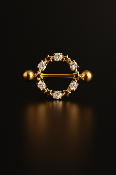 depozoom Yıldız Çelik Göğsün Uçu (Nipple) Piercing
