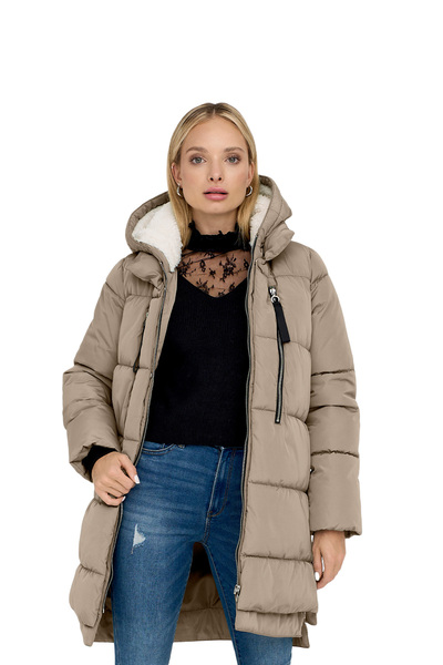 ONLY ONLNEWNORA LONG PUFFER COAT CC OTW Palton lung de damă bej - 15304792