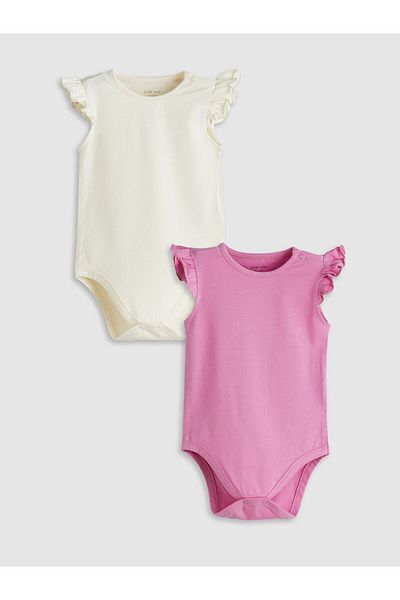 LC Waikiki Ecru Basic Baby Girl Snap Body 2-Pack