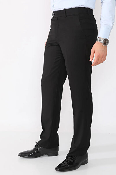 SUİT AYDIN Erkek Siyah Regular Fit Kumaş Pantolon
