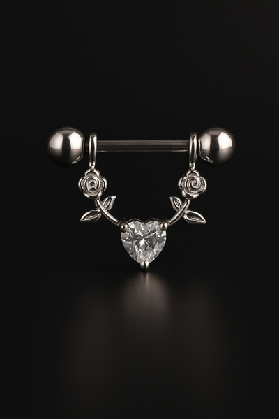 depozoom Gül Sepeti Çelik Göğsün Uçu (Nipple) Piercing