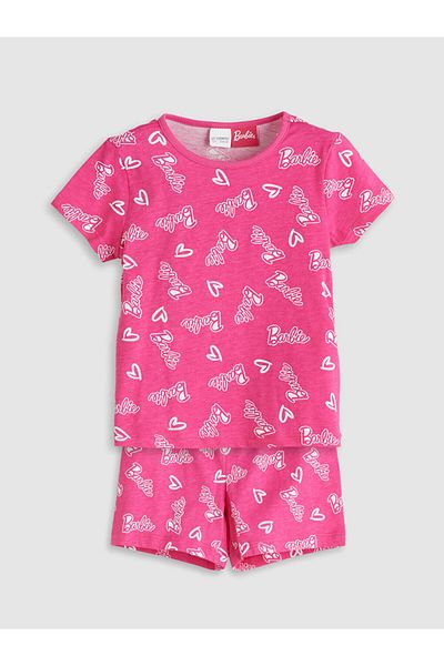 LC Waikiki New Season Barbie Printed Girls' Shorts Pajama Set - S5I635Z1