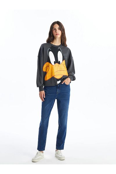LC Waikiki Crew Neck Daffy Duck Printed Oversize Women's Sweatshirt