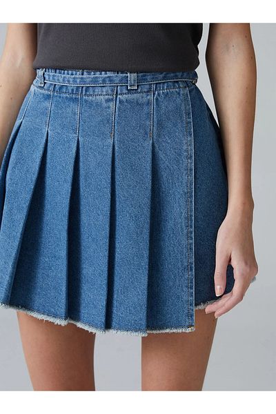 LC Waikiki Pleated Young Girl Jean Shorts Skirt