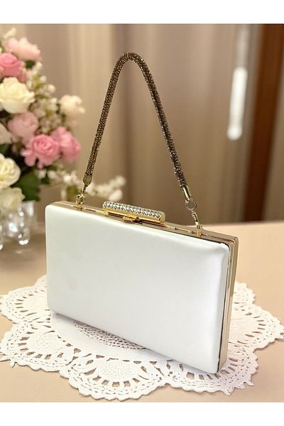 Wedding Fashion Bridal Bag Ecru Color Matte Skin Leather Women's Evening Dress Bag Wedding Engagement Graduation