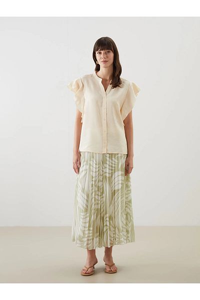 LC Waikiki Women's Shirt with Crochet Collar Modal Blend