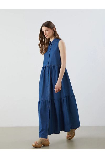 LC Waikiki Πουκάμισο γιακά Jean Φόρεμα