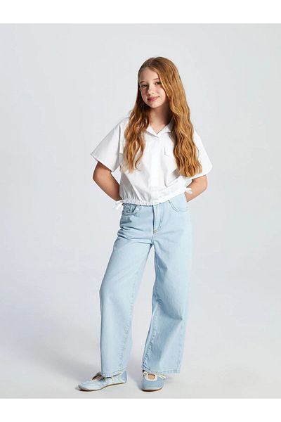 LC Waikiki Girl's Jeans Pants with Adjustable Elastic Waist