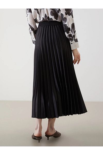 LC Waikiki Satin Women's Pleated Skirt with Elastic Waist
