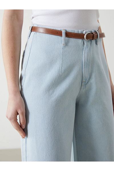 LC Waikiki Pantaloni de damă Wideleg Jean cu centură în talie