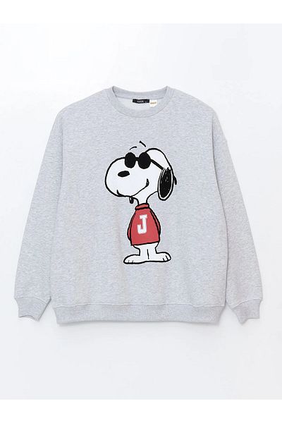 LC Waikiki Crew Neck Snoopy Printed Oversize Women's Sweatshirt