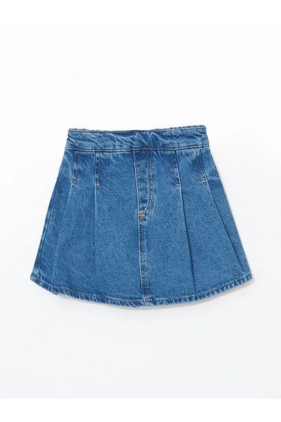 LC Waikiki Girl's Jeans Short Skirt with Elastic Waist