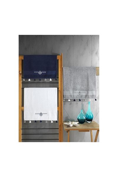 merland benvecocuk Fit V2 50x90 3-Piece Towel Set Navy Blue/White/Grey