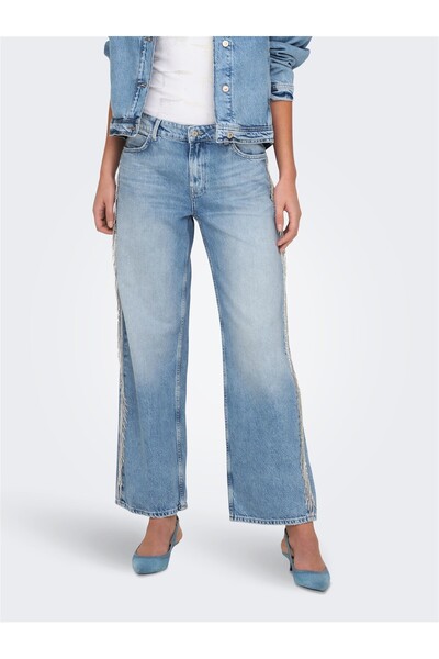 ONLY Onlsunset Try Reg Rhine W Red Dnm Cro Women's Light Blue Denim Denim Trousers - 15342633