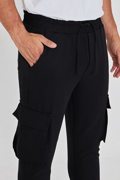 masso moda Double Fabric Cargo Pocket Elastic Waist Trousers