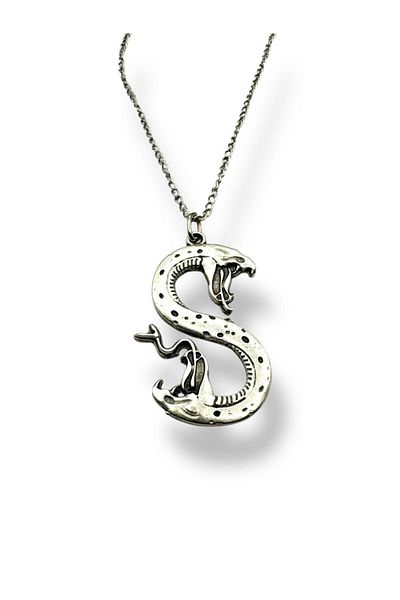 Herşey Nota Snake Figured Letter S Necklace – Symbol of Power and Transformation Unisex Design