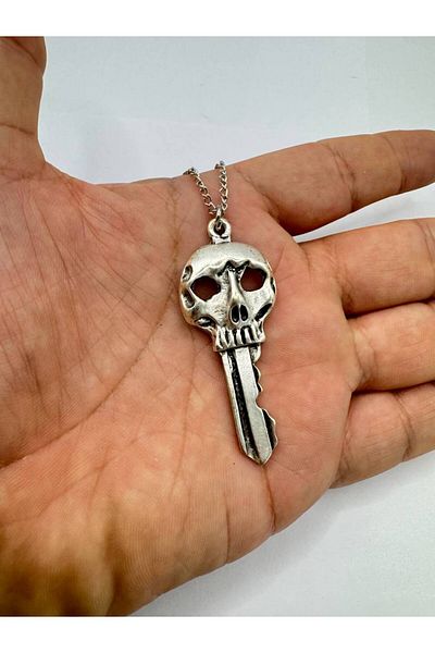 Herşey Nota Skull and Key Figured Necklace 60 cm Chain – Men's & Women's Accessory