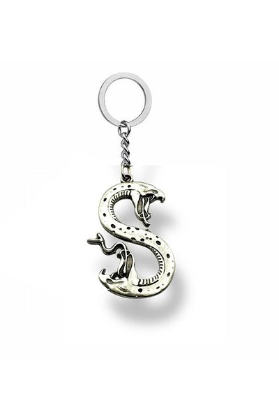 Herşey Nota Letter S Metal Keychain with Snake Figure – Icons of Personal Power and Transformation