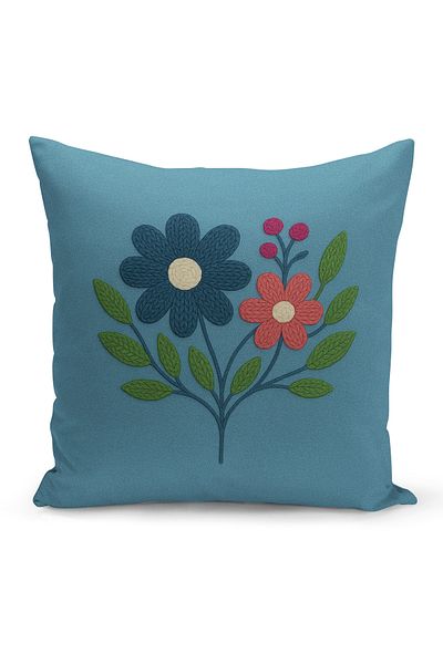 Bertille Home Husă de pernă imprimată digitală pe două părți (aspect de model de broderie Punch/Punch)