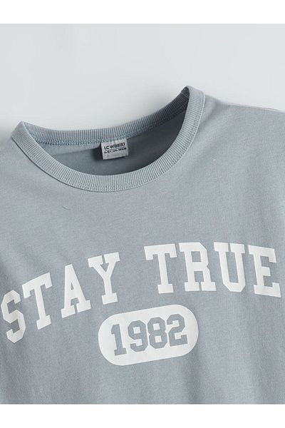 LC Waikiki Lcw Kids Gray Crew Neck Boy's T-Shirt S5H103Z4Nvy25