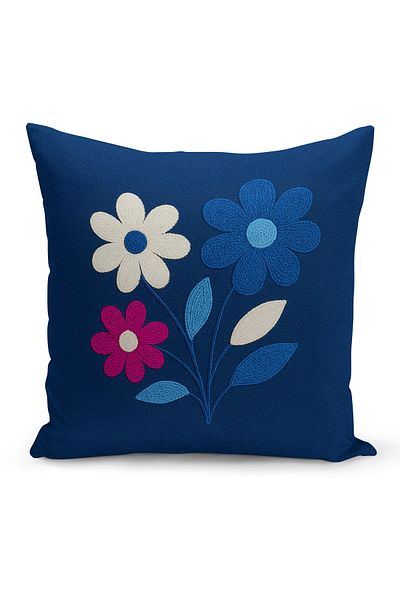 Bertille Home Husă de pernă imprimată digitală pe două părți (aspect de model de broderie Punch/Punch)